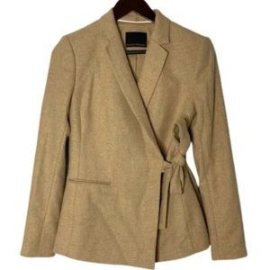 Banana Republic Wool Blend Side Tie Camel Coat Jacket Size 2